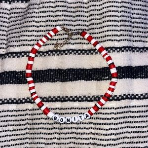 •Hand made red white and black choker•